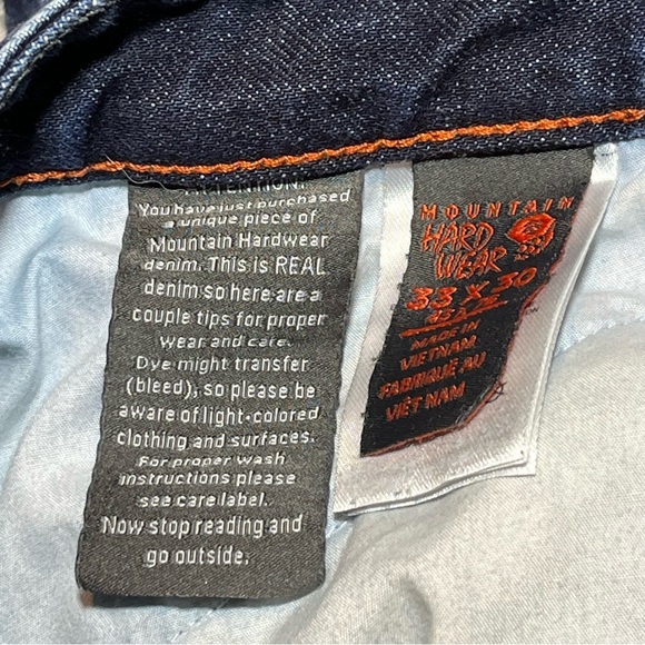 Mountain Hardwear Redline Selvedge Jeans Men’s Size 33X28 Double Knee Raw Denim - Picture 7 of 16